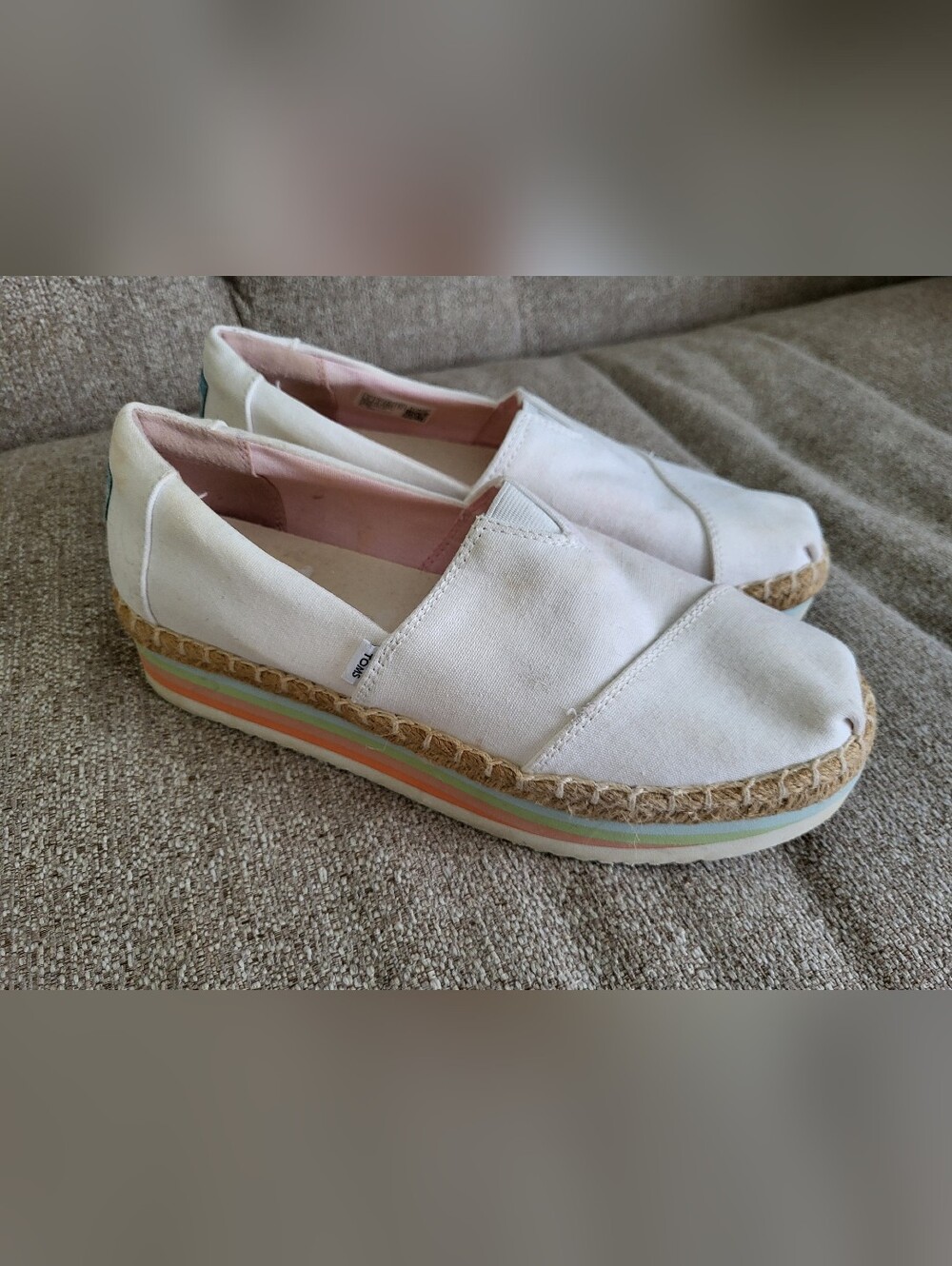 TOMS Canvas Platform Rainbow Shoes – Women’s Size 7.5